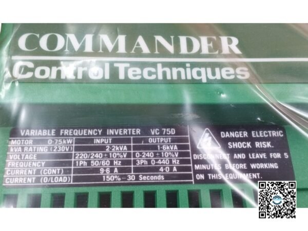 Control Techniques Commander VC 75D - 0.75 kW Single Phase VFD - Image 5