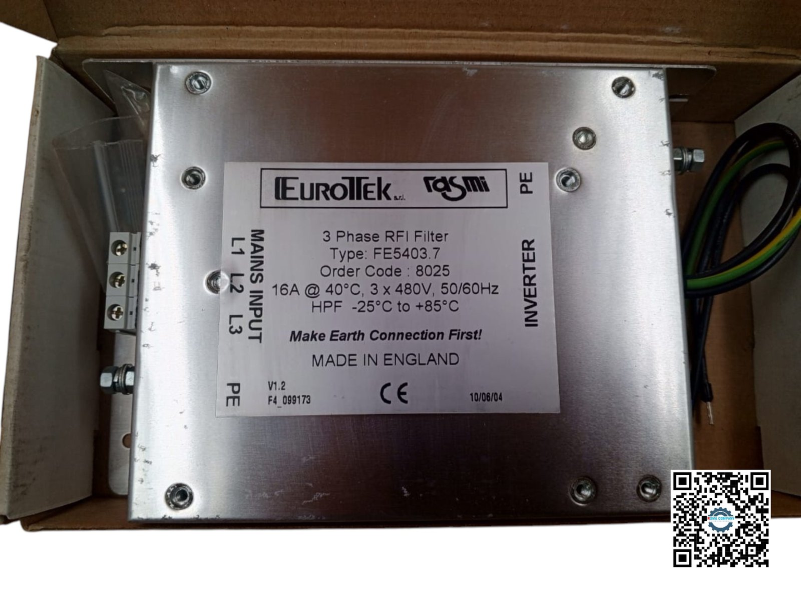 EUROTEK RASMI FE5403.7 - 16A 3-Phase RFI Filter - Image 2