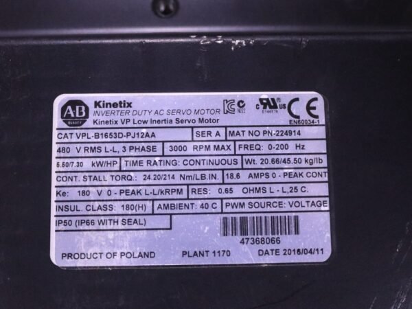 Allen-Bradley Kinetix VPL-B1653D-PJ12AA with WITTENSTEIN ALPHA SP 140S-MC1-7 -0K0-2K - Geared Servomotor - Image 4