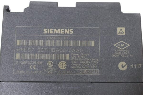 Siemens PS 307 (6ES7 307-1BA00-0AA0) - SIMATIC S7-300 Power Supply Module (2A) - Image 4